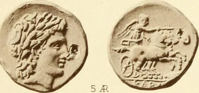 An illustration from Catalogue of Greek coins in the Hunterian collection, University of Glasgow, 1899, leaf 670