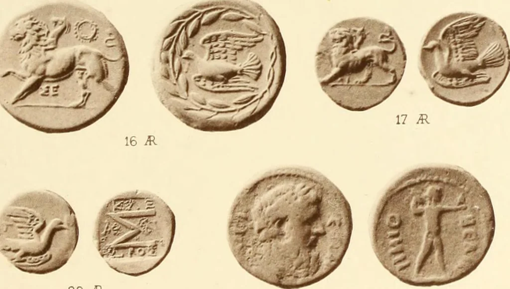 An illustration from Catalogue of Greek coins in the Hunterian collection, University of Glasgow, 1899, leaf 678