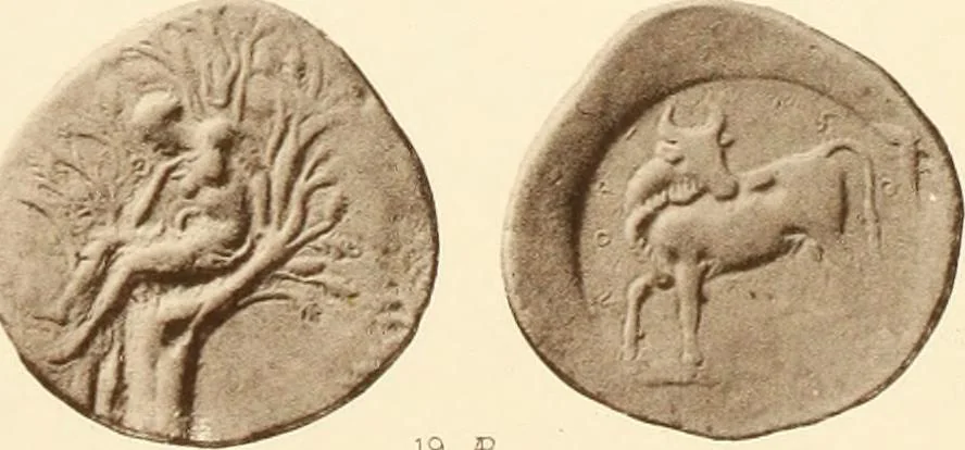 An illustration from Catalogue of Greek coins in the Hunterian collection, University of Glasgow, 1899, leaf 686
