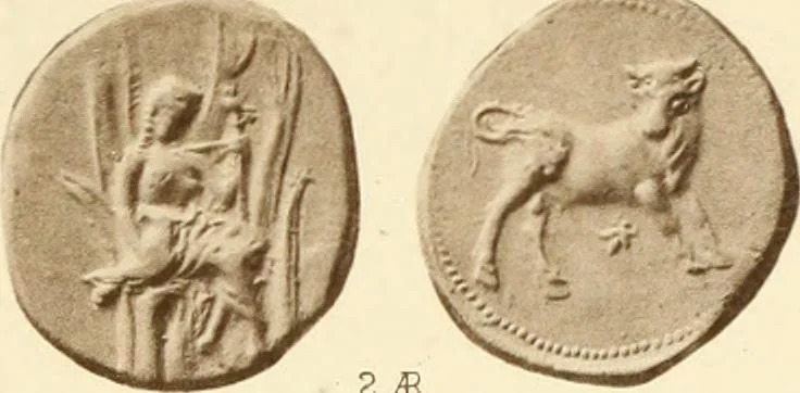 An illustration from Catalogue of Greek coins in the Hunterian collection, University of Glasgow, 1899, leaf 688