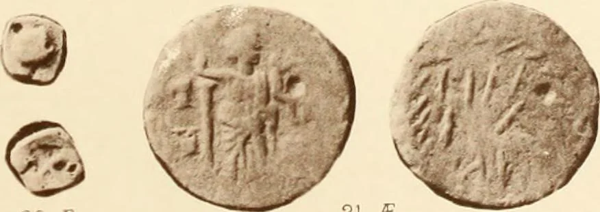 An illustration from Catalogue of Greek coins in the Hunterian collection, University of Glasgow, 1899, leaf 690