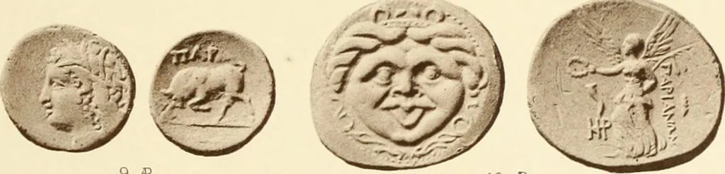 An illustration from Catalogue of Greek coins in the Hunterian collection, University of Glasgow, 1899, leaf 700