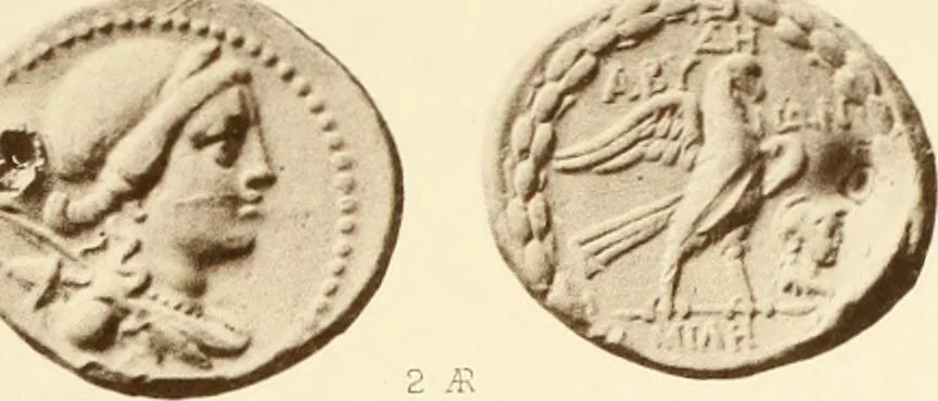 An illustration from Catalogue of Greek coins in the Hunterian collection, University of Glasgow, 1899, leaf 702