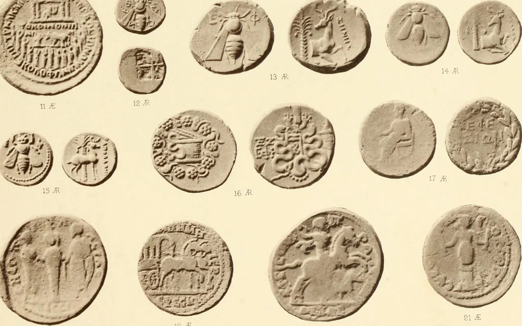 An illustration from Catalogue of Greek coins in the Hunterian collection, University of Glasgow, 1899, leaf 704