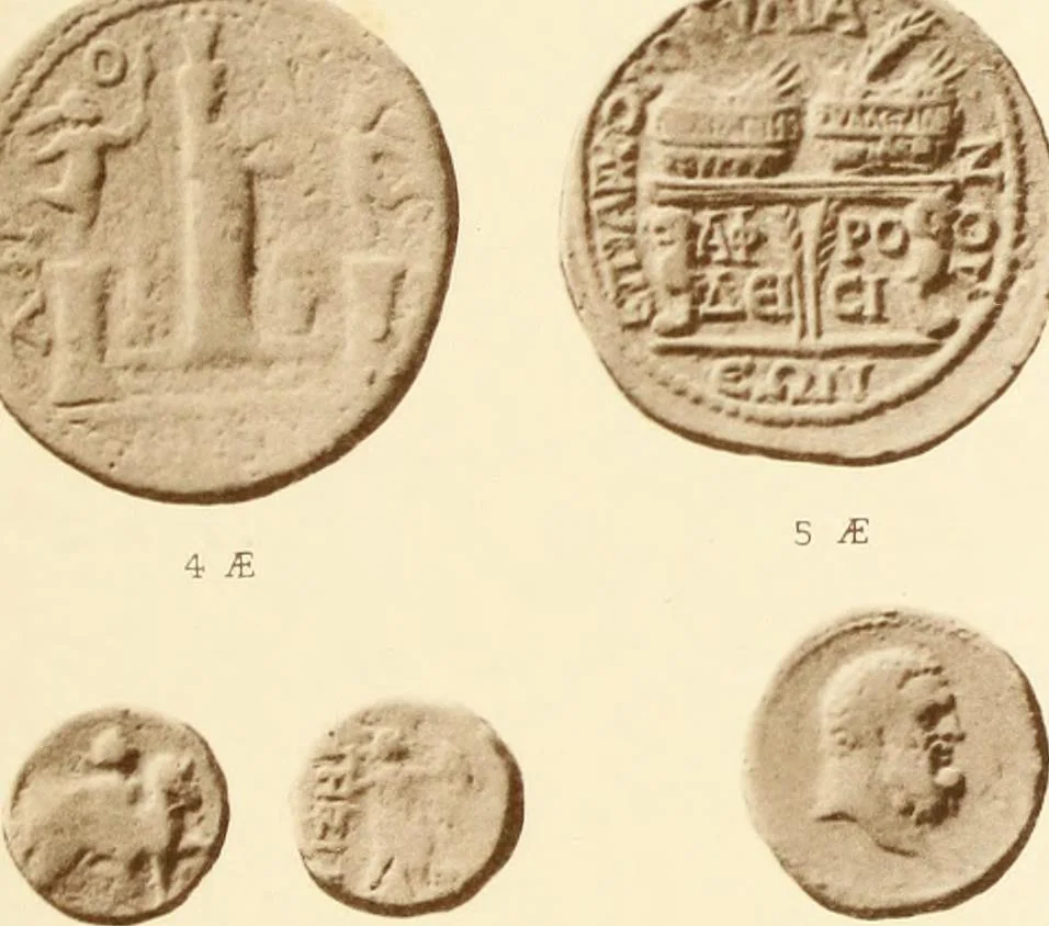 An illustration from Catalogue of Greek coins in the Hunterian collection, University of Glasgow, 1899, leaf 712
