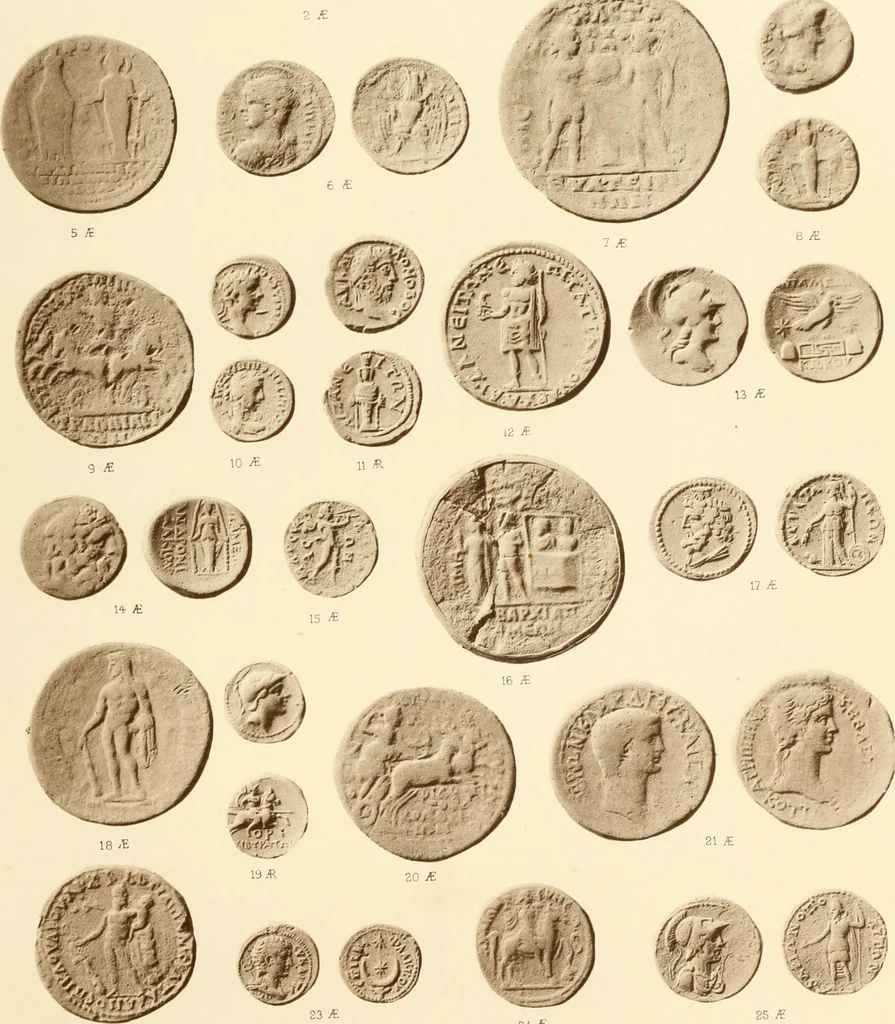 An illustration from Catalogue of Greek coins in the Hunterian collection, University of Glasgow, 1899, leaf 716