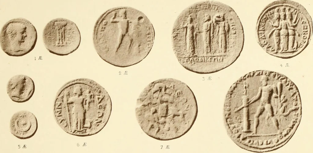 An illustration from Catalogue of Greek coins in the Hunterian collection, University of Glasgow, 1899, leaf 718