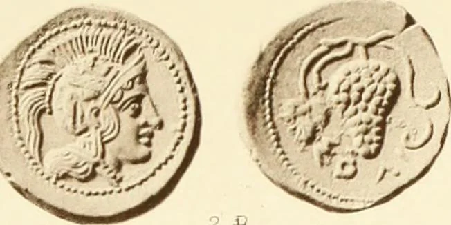 An illustration from Catalogue of Greek coins in the Hunterian collection, University of Glasgow, 1899, leaf 724