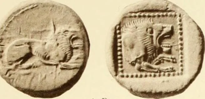 An illustration from Catalogue of Greek coins in the Hunterian collection, University of Glasgow, 1899, leaf 726
