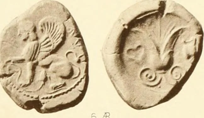 An illustration from Catalogue of Greek coins in the Hunterian collection, University of Glasgow, 1899, leaf 726
