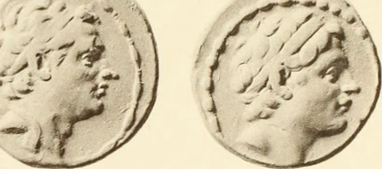 An illustration from Catalogue of Greek coins in the Hunterian collection, University of Glasgow, 1899, leaf 820