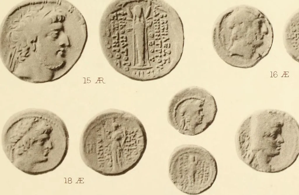 An illustration from Catalogue of Greek coins in the Hunterian collection, University of Glasgow, 1899, leaf 830