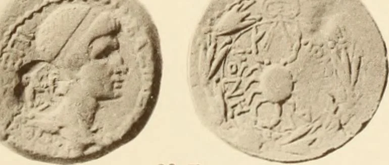 An illustration from Catalogue of Greek coins in the Hunterian collection, University of Glasgow, 1899, leaf 830