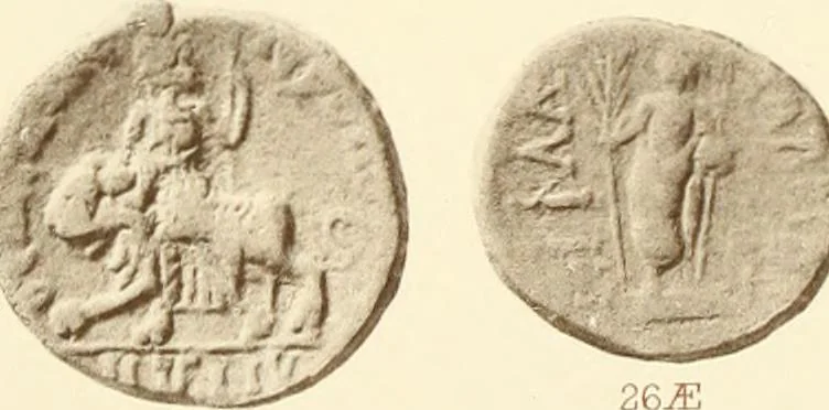 An illustration from Catalogue of Greek coins in the Hunterian collection, University of Glasgow, 1899, leaf 832
