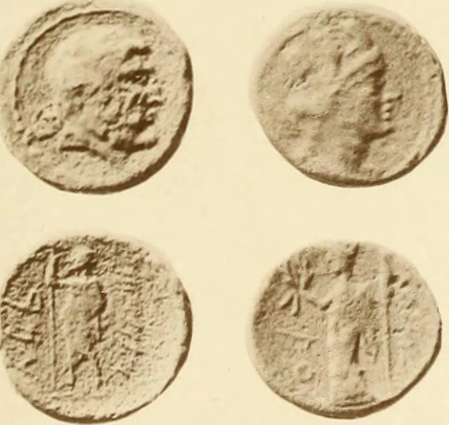 An illustration from Catalogue of Greek coins in the Hunterian collection, University of Glasgow, 1899, leaf 844