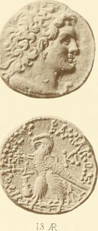 An illustration from Catalogue of Greek coins in the Hunterian collection, University of Glasgow, 1899, leaf 858