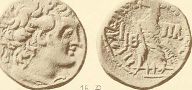 An illustration from Catalogue of Greek coins in the Hunterian collection, University of Glasgow, 1899, leaf 858