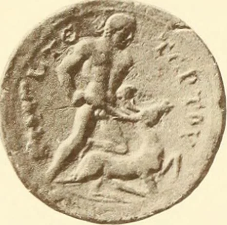 An illustration from Catalogue of Greek coins in the Hunterian collection, University of Glasgow, 1899, leaf 866