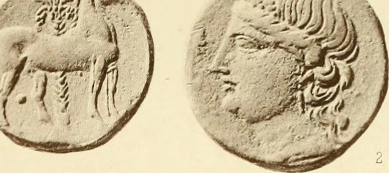An illustration from Catalogue of Greek coins in the Hunterian collection, University of Glasgow, 1899, leaf 878