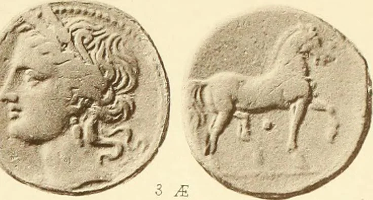An illustration from Catalogue of Greek coins in the Hunterian collection, University of Glasgow, 1899, leaf 878