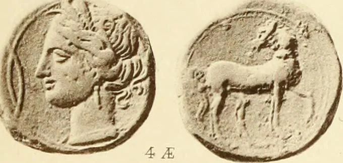 An illustration from Catalogue of Greek coins in the Hunterian collection, University of Glasgow, 1899, leaf 878