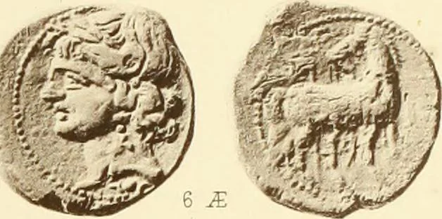 An illustration from Catalogue of Greek coins in the Hunterian collection, University of Glasgow, 1899, leaf 878