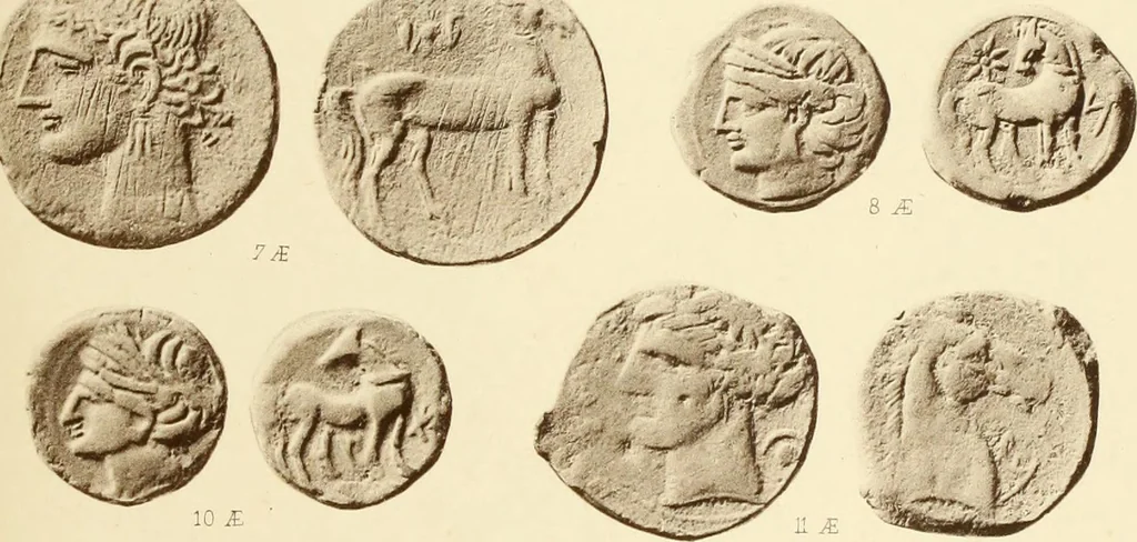 An illustration from Catalogue of Greek coins in the Hunterian collection, University of Glasgow, 1899, leaf 878