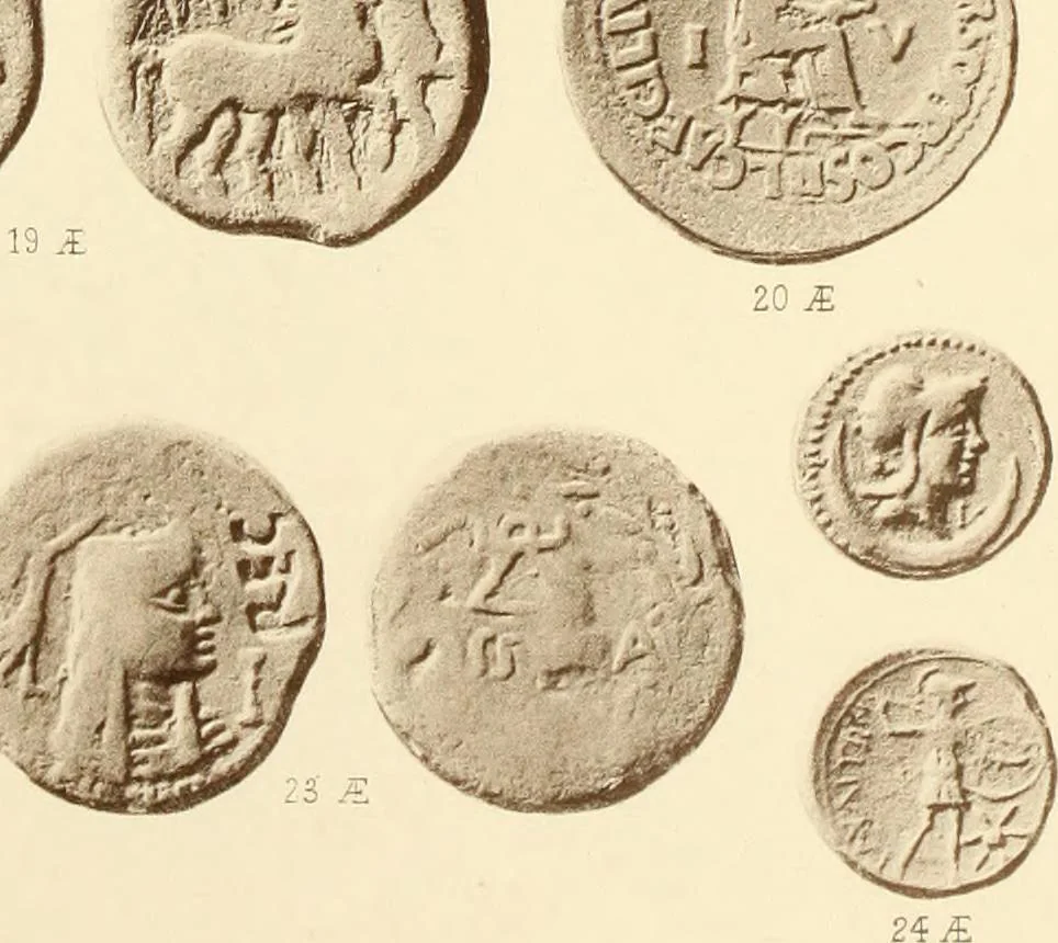 An illustration from Catalogue of Greek coins in the Hunterian collection, University of Glasgow, 1899, leaf 878