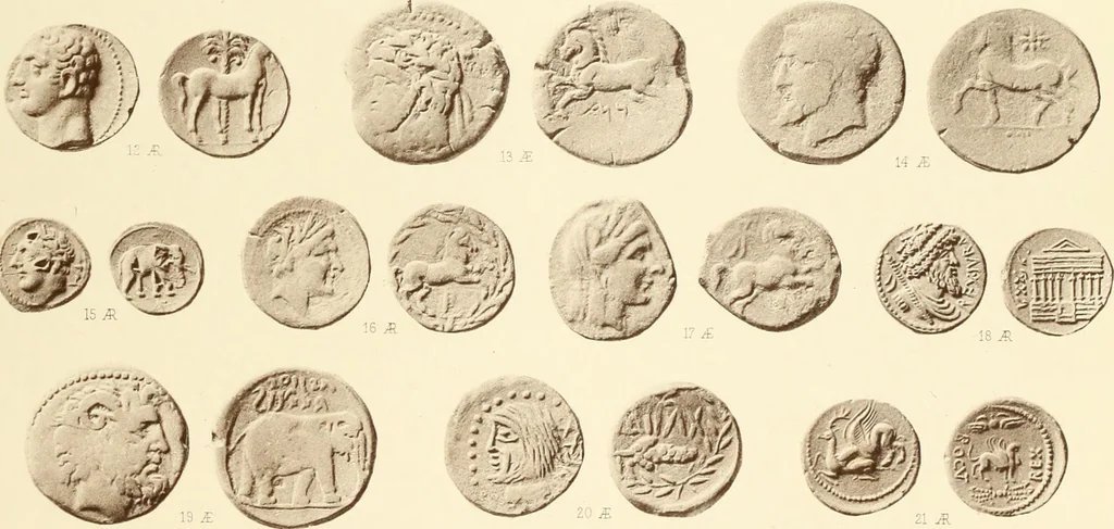 An illustration from Catalogue of Greek coins in the Hunterian collection, University of Glasgow, 1899, leaf 880