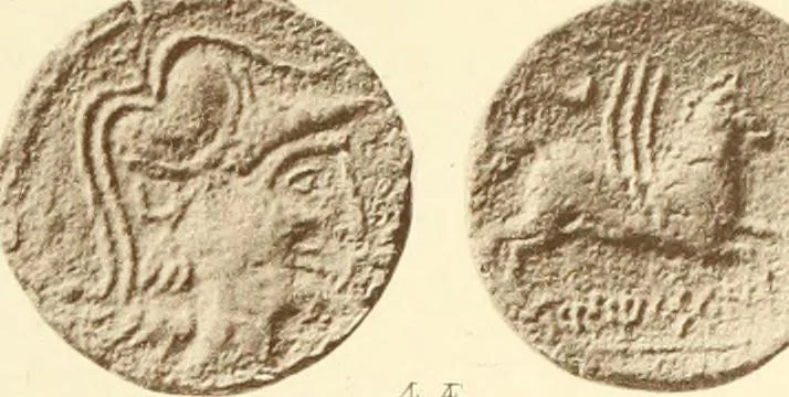 An illustration from Catalogue of Greek coins in the Hunterian collection, University of Glasgow, 1899, leaf 882