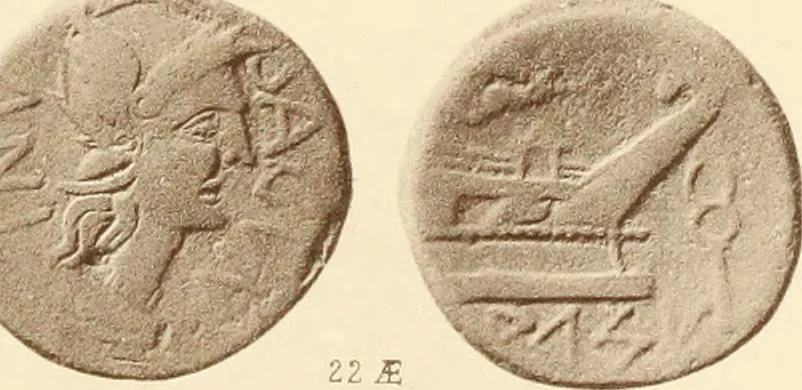 An illustration from Catalogue of Greek coins in the Hunterian collection, University of Glasgow, 1899, leaf 882