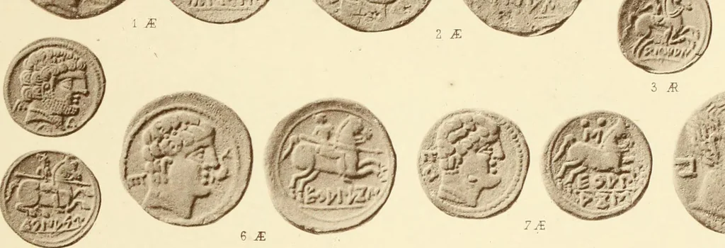 An illustration from Catalogue of Greek coins in the Hunterian collection, University of Glasgow, 1899, leaf 884