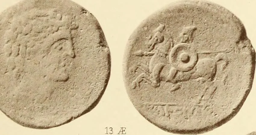 An illustration from Catalogue of Greek coins in the Hunterian collection, University of Glasgow, 1899, leaf 884