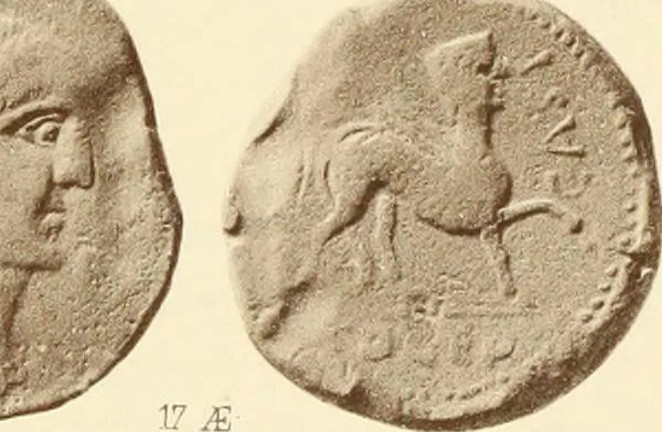 An illustration from Catalogue of Greek coins in the Hunterian collection, University of Glasgow, 1899, leaf 884