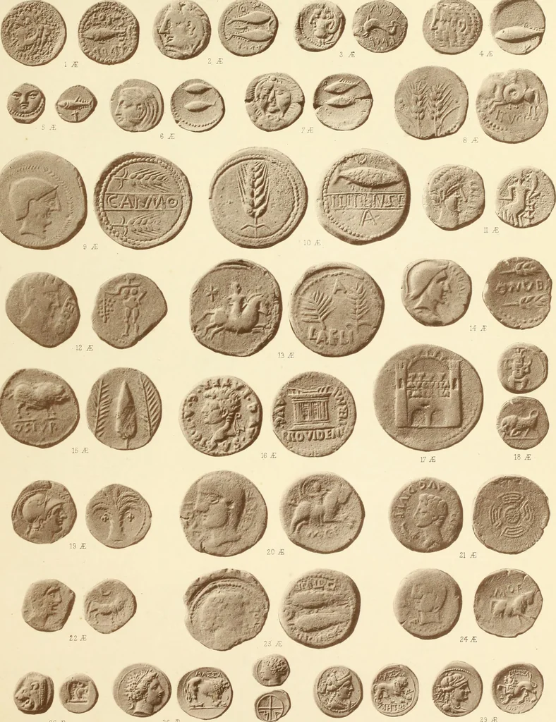 An illustration from Catalogue of Greek coins in the Hunterian collection, University of Glasgow, 1899, leaf 888