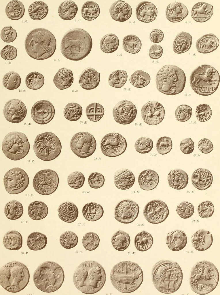 An illustration from Catalogue of Greek coins in the Hunterian collection, University of Glasgow, 1899, leaf 890