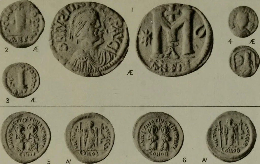 An illustration from Catalogue of the imperial Byzantine coins in the British Museum, 1908, leaf 436