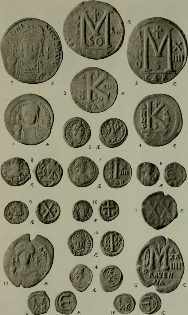 An illustration from Catalogue of the imperial Byzantine coins in the British Museum, 1908, leaf 448