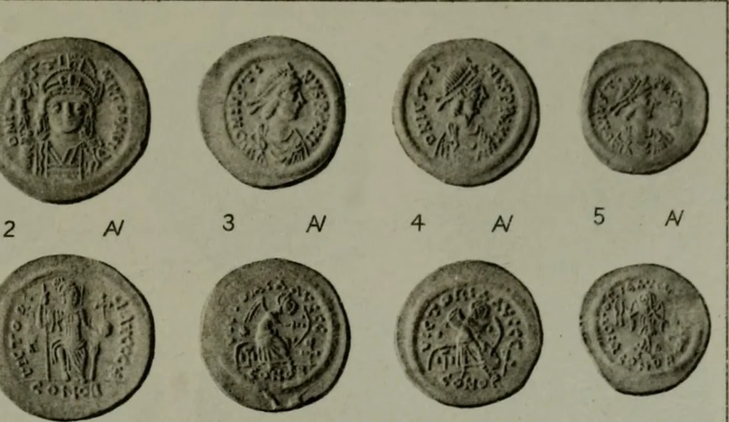 An illustration from Catalogue of the imperial Byzantine coins in the British Museum, 1908, leaf 450