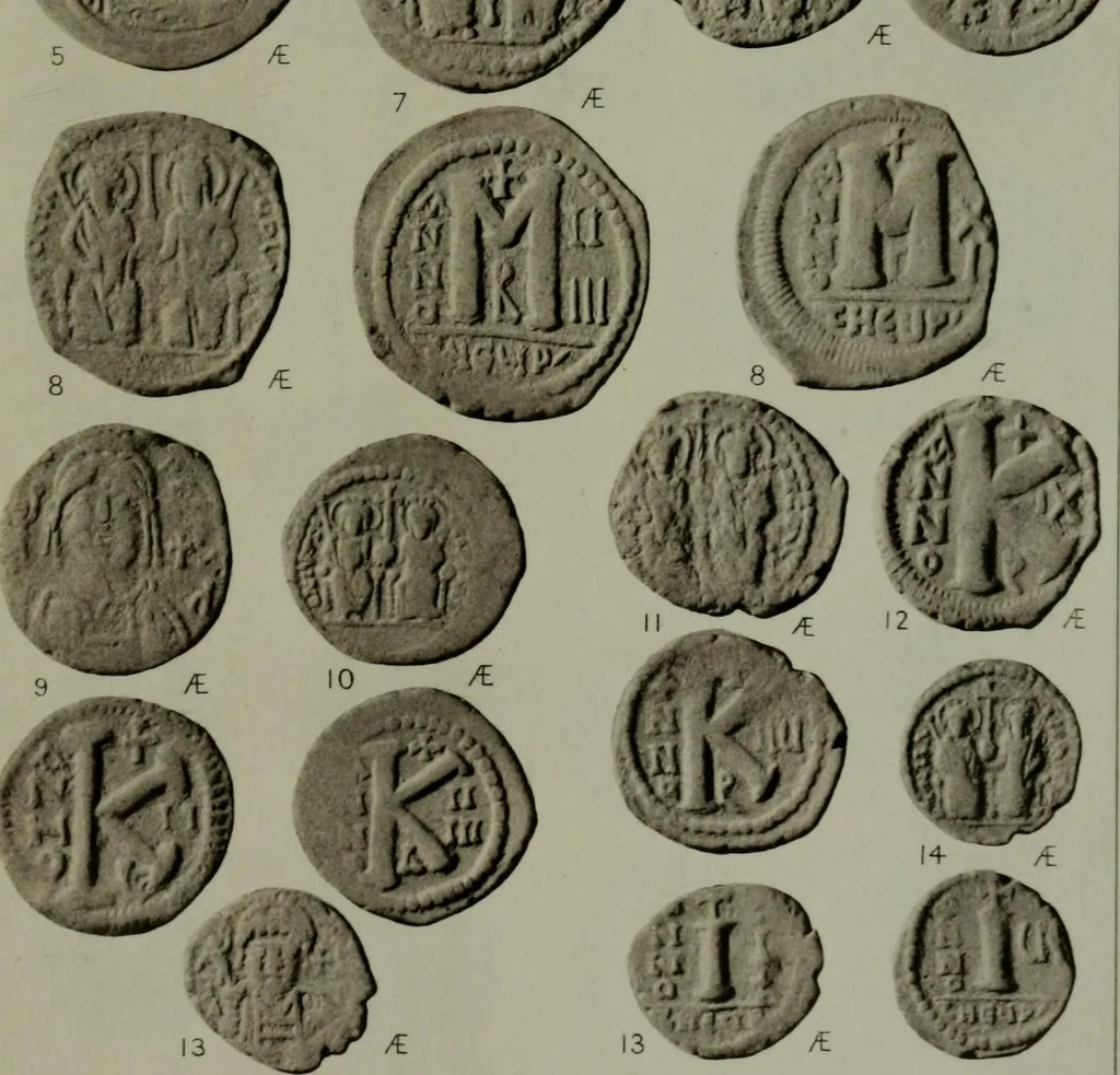 An illustration from Catalogue of the imperial Byzantine coins in the British Museum, 1908, leaf 452