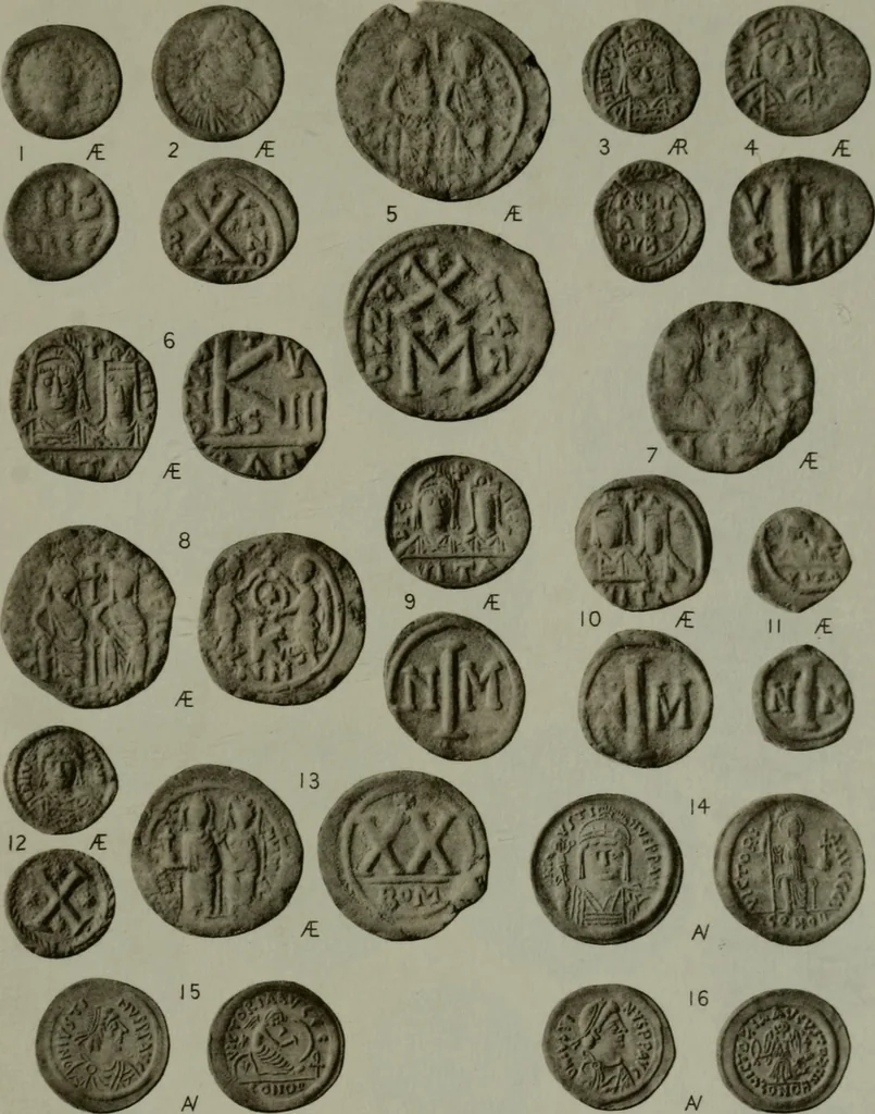 An illustration from Catalogue of the imperial Byzantine coins in the British Museum, 1908, leaf 454