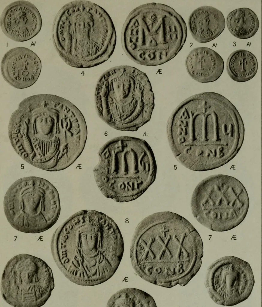 An illustration from Catalogue of the imperial Byzantine coins in the British Museum, 1908, leaf 456