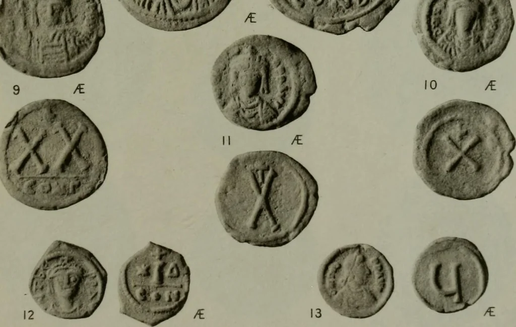 An illustration from Catalogue of the imperial Byzantine coins in the British Museum, 1908, leaf 456