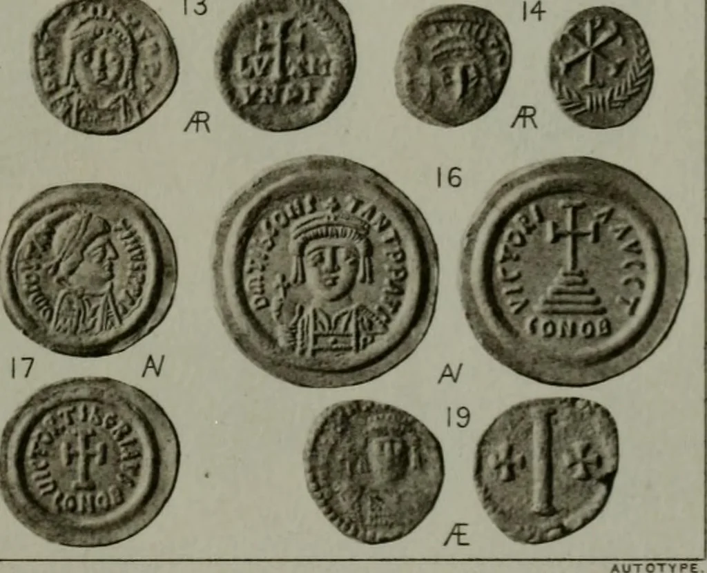 An illustration from Catalogue of the imperial Byzantine coins in the British Museum, 1908, leaf 460