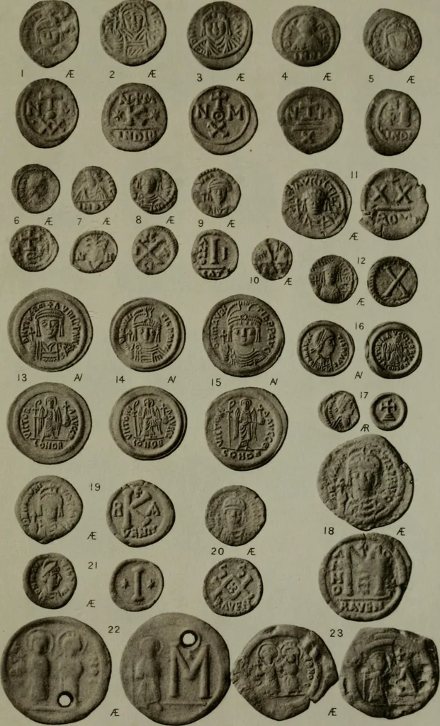 An illustration from Catalogue of the imperial Byzantine coins in the British Museum, 1908, leaf 466