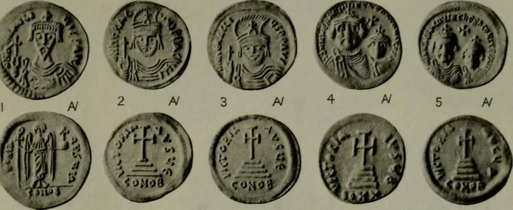 An illustration from Catalogue of the imperial Byzantine coins in the British Museum, 1908, leaf 474