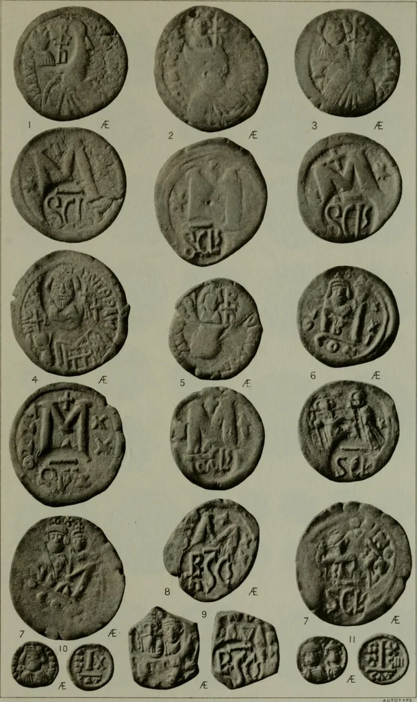 An illustration from Catalogue of the imperial Byzantine coins in the British Museum, 1908, leaf 484