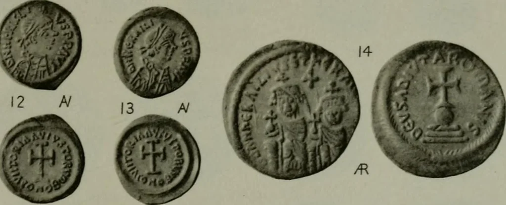 An illustration from Catalogue of the imperial Byzantine coins in the British Museum, 1908, leaf 486