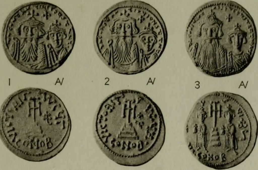 An illustration from Catalogue of the imperial Byzantine coins in the British Museum, 1908, leaf 498