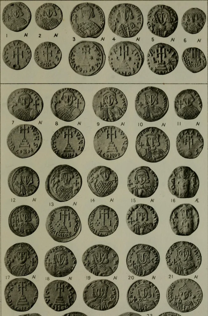 An illustration from Catalogue of the imperial Byzantine coins in the British Museum, 1908, leaf 396